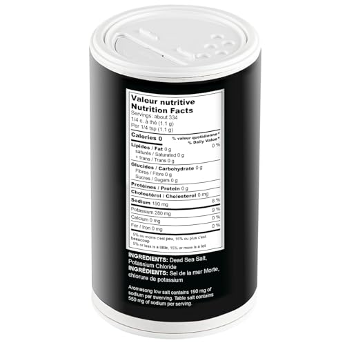 Image of Aromasong Low Sodium Sea Salt 13 OZ. Salt Shaker 100% Natural Fine Grain Dead Sea Potassium Chloride with Dead Sea Salt.
