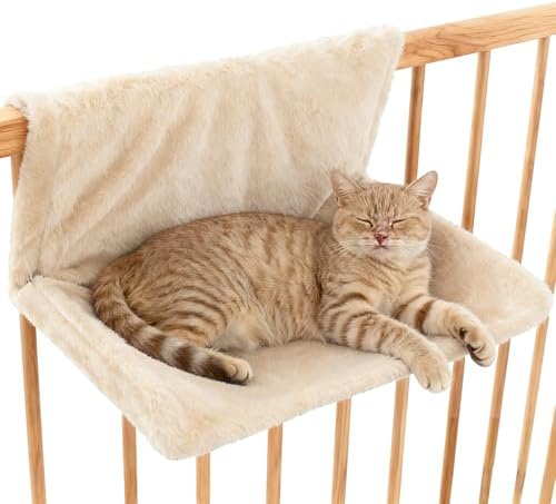 Cama para gatos Heizun, cama para radiador para gatos con felpa suave, cama calefactora para gatos, hamaca para calefacción, cama para gatos, hamaca para todo tipo de radiadores (beige)