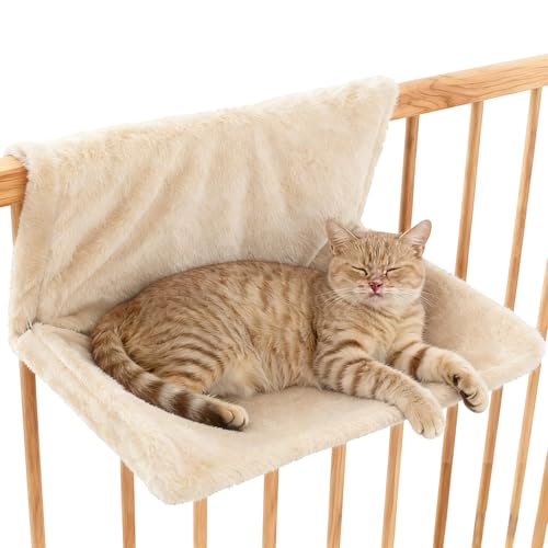 XJJAUGKLY Katzenbett Heizun Heizkörperbett für Katzenmit weichem Plüsch Katzenheizungsliege Katzenhängematte für Heizungen Katzenbet HeizunKatzen hängematte für alle gängigen HeizkörperBeige