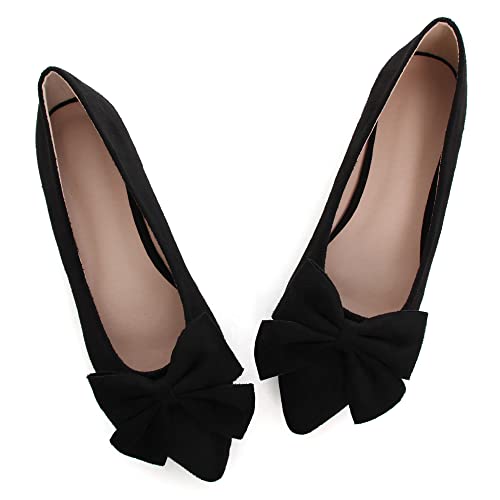 ChaiRong Zhou Ballet Flats for Women Cute Bowtie Pointy Toe Elegant Wedding Dress Flat Shoes4