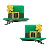 Lanmerry 2PCS Mini Top Hat St. Patrick’s Day Hair Clip for Kids Leprechaun Accessories for Girls Shamrock Headpiece for Women Outfits Green Hair Clips