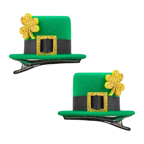 Lanmerry 2PCS Mini Top Hat St. Patrick’s Day Hair Clip for Kids Leprechaun Accessories for Girls Shamrock Headpiece for Women Outfits Green Hair Clips