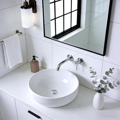 Hibbent Universal Metal Bathroom Sink Drain Stopper, Pop Up Drain Strainer for Lavatory Vanity Vessel Sink with Overflow and Without Overflow, Anti-Clogging Stainless Steel Strainer Basket, Chrome — view 8