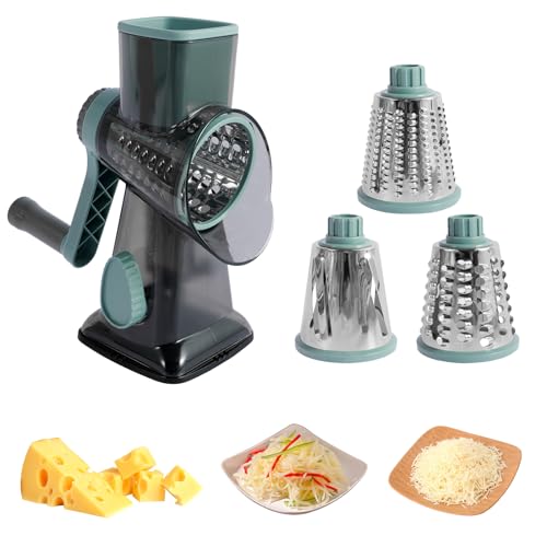 Stainless Steel Rotary Cheese Grater with 3 Blades
