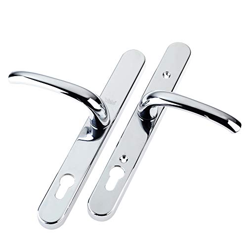 Yale P-PVC-RH-PC Security Door Handle, Standard Security, 92mm Centre, Adjustable Fixing Points, Built in Cylinder Guard, for PVCu Doors, Chrome Finish