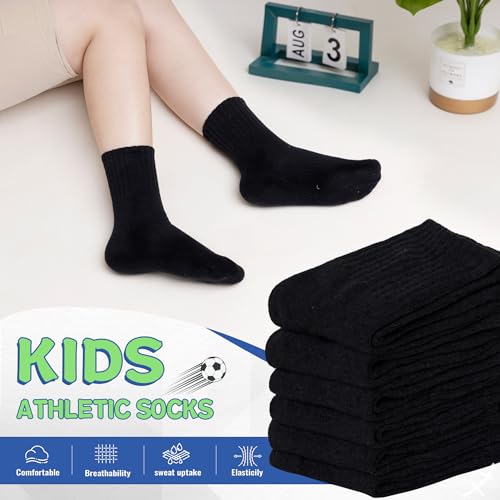 SeeyAN Kids Socks Boys Girls Athletic Cotton Crew Classic Black White Grey Childs Sport Socks 6 Pairs4