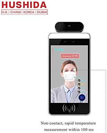 Hushida 8inch AI Biometric Thermal Imaging Temperature Measurement Thermometer Panel with Face Recognition Camera System Accuracy ± 0.3℃ Non Contact Detector