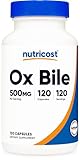Nutricost Ox Bile Capsules 500mg Per Serving (120 Capsules) - Gluten Free & Non-GMO