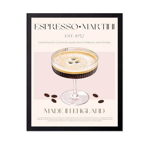 Monem Art Espresso Martini Cocktail Print - Vintage Bar Drink Illustration Poster - Wall Decor for Kitchen, Dining Room or Bar - 8x10 Unframed Wall Art by Nazma Khokhar