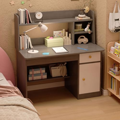 MUOLVSQ Escritorio Infantil-pupitre infantil-31.5 * 15.7 * 42.1in Escritorio Escolar Infantil con Estante de Almacenaje y Cajón, para Dormitorio Sala(Gray)