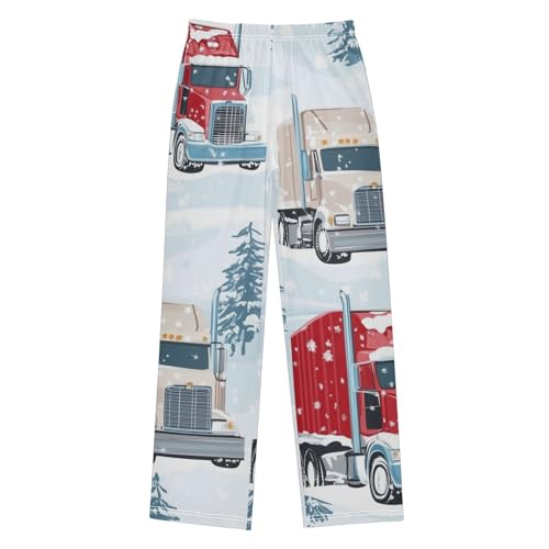 ZZXXB Winter Truck Tree Boys Long Pants Soft Trousers Elastic Waist Kids Lounge Bottoms with Pockets S-XL