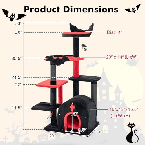 Árbol Gótico para Gatos Interior 53 Pulgadas Multi-niveles miniatura 3
