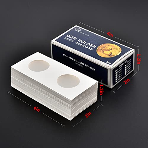 Aptbyte Coin Flips 400Pcs 8 Assorted Sizes, 2X2 Inch Coin Holders Cardboard Collection Supplies Album Display Sleeves Book For 17.5/20.5/23/ 25/27.5/31.5/35/ 40Mm Dollars, Penny, Quarter, Nickels #TOP5