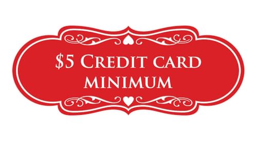 Signs ByLITA Designer $5 Credit Card Minimum Sign (Red) - Medium