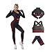 Veriliss 3-Set Completo Sportivo Palestra Donna, Fitness Completo, Workout Abbigliamento Oceans Cappotto Reggiseno Sportivo Ghette (Rosso, S)