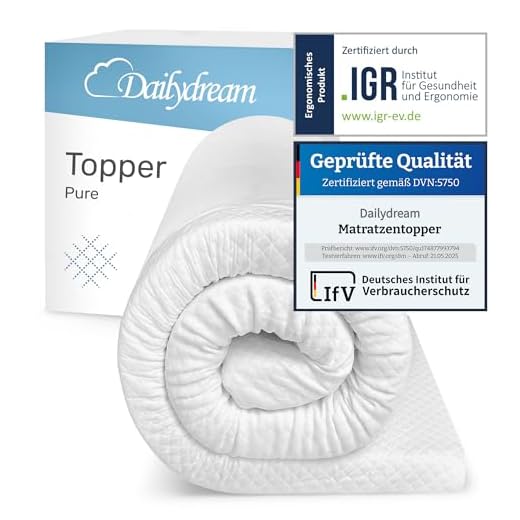 Dailydream Viscoelastische Matratzenauflage „Deluxe“ mit Memory Foam Effekt, 140x200x5cm