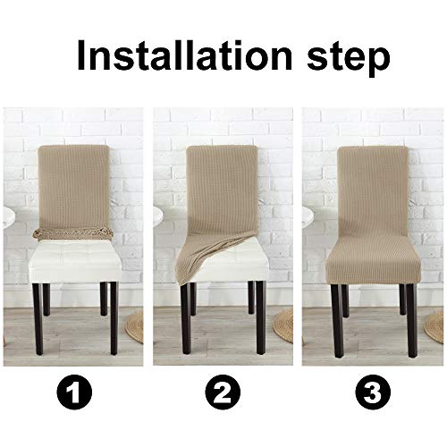 Goodtou Sand Stretch Chair Covers For Dining Room Set Of 6 - Kitchen Chair 6 Pack Set Of 6 Universal Removable Washable Chair Covers Slipcovers Protector For For Dining Room, Hotel (Sand, 6) #TOP5