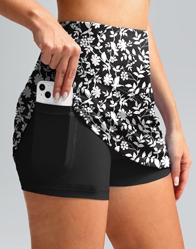 Image of SANTINY Women's High Waisted Swim Skirt with Pocket Tummy Control Tankini Swimsuit Bathing Suit Bottoms for Women