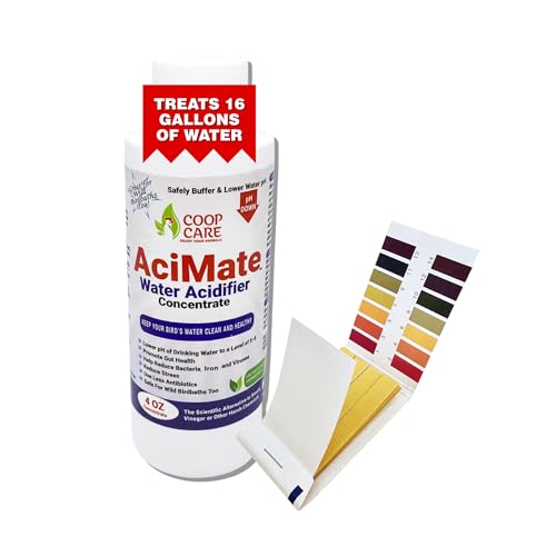 AciMate Water Acidifier Concentrate (4oz) – Optimize Water pH, Eliminate BioFilm & Algae Growth in Your Waterers. 10x Stronger Than Apple Cider Vinegar! Pleasant Taste. Free pH Test Strips Included!