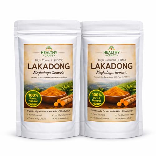 Image of Healthy Craft Lakadong Turmeric Powder (75 * 2=150 gm) | 7%+ High Curcumin | Meghalaya GI Certified Haldi | Raw, Natural & Unpolished | Superfood for Golden Milk & Daily UseRich Aroma & Deep Flavor