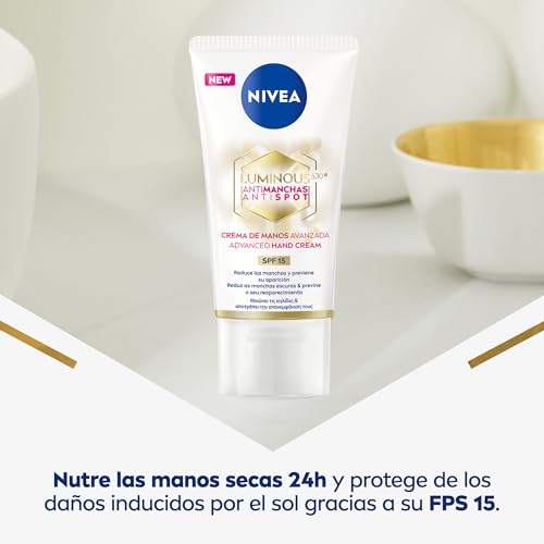 NIVEA Luminous 630 Antimanchas Crema de Manos (1 x 50 ml), crema hidratante con ácido hialurónico, crema nutritiva con protección solar 15 - imagen 3