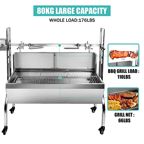image for Hasopy 176lbs Outdoor Rotisserie Grill with Back Cover Guard, Small Pi