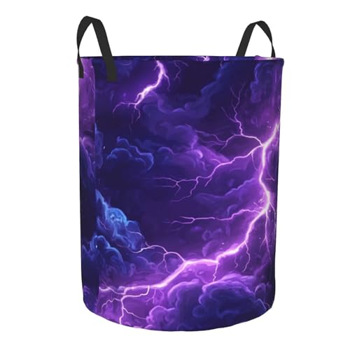 Panier à linge pliable en tissu violet M : solution gain de place - 3