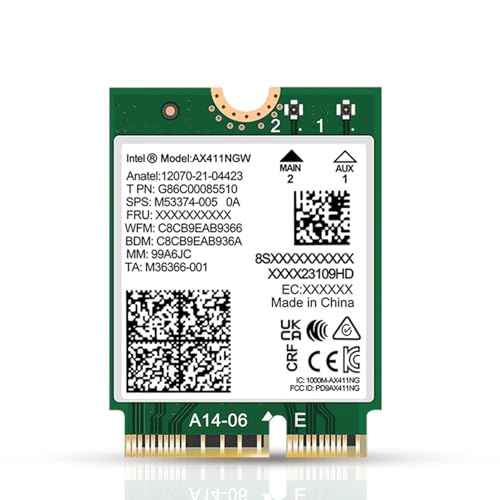 Image of WiFi 6E Adapter for Intel AX411 | Tri-Band Wireless | Up to 3.0 Gbps | CNVio2 M.2 Format for PCs | Bluetooth 5.3 Support | for Intel 12th Gen and Newer CPUs, Windows 10 /11, Linux | AX411NGW