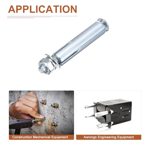 1434 x 2-1434 hex nut sleeve anchors - 100pack - good for concrete dry brick block walls - carbon steel - silver