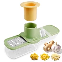 Mini Mandoline Slicer 3 in 1 – Vegetable Chopper with Container, Ginger Garlic Grater, Handheld Kitchen Tool