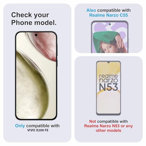 Image of Military-Grade Tempered Glass Screen Protector Compatible for NAME with Edge to Edge Coverage and Easy Self Installation kit (A-Vivo X200 FE 5G)