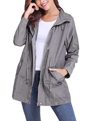 iClosam Women Raincoats Waterproof Rain Jacket Lightweight Hood Lining Jacket Windbreaker