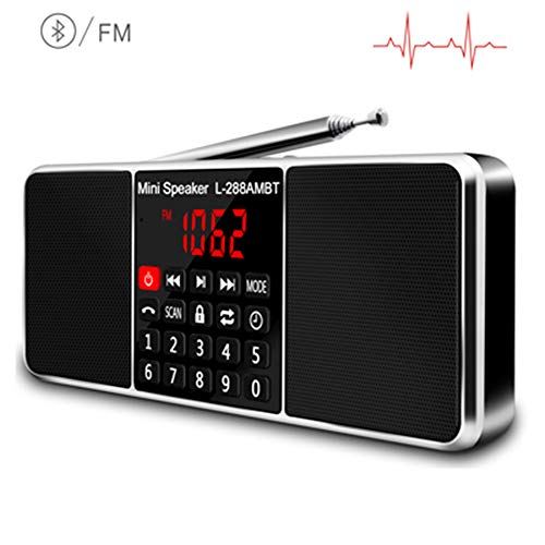 Preisvergleich Produktbild YHML Digitaler Tragbares Radio AM FM Bluetooth Lautsprecher Stereo-MP3-Player TF / SD-Karte USB-Laufwerk Freihändigen Anruf LED-Anzeige Lautsprecher,Schwarz