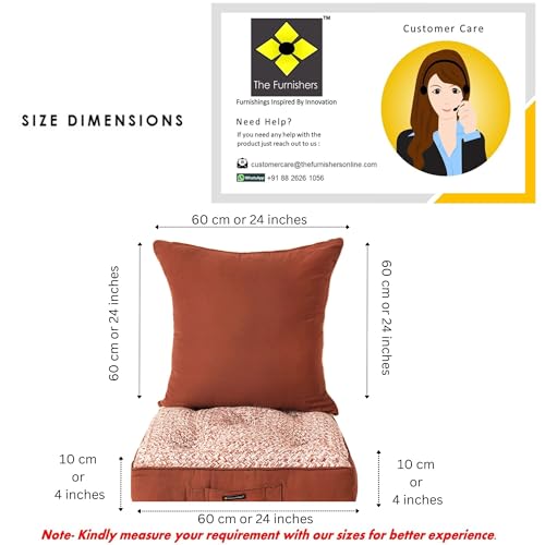 Image of Brown Woven Quilted Floor Cushion Set 60x60x10 CM with Fillers & Back Cushion, Large Size for Seating, Patio Seat, Meditation, Yoga, Pooja, Guests, Living 24x24x4 Inch