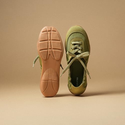 Image of Theater Kai Casual Sneakers in Suede for Women | Stylish Flat Lace-Up Shoes | Lightweight Comfortable Footwear with Cushioned Insole
