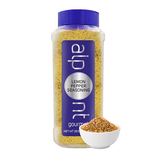 ALPONT GOURMET Lemon Pepper Seasoning - Zesty Citrus & Black Pepper Blend - Savory Seasoning for Meat, Seafood, Veggies, Snacks - All Natural, Non-GMO & Packed to Keep It Fresh - 26.10oz (740g)
