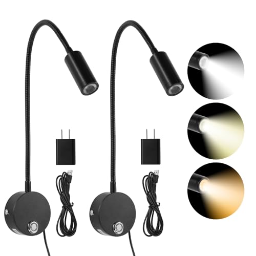 FORHIZHOM Reading Light for Bed, Wall Mounted Reading Lights with 15' Flexible Gooseneck, Touch...