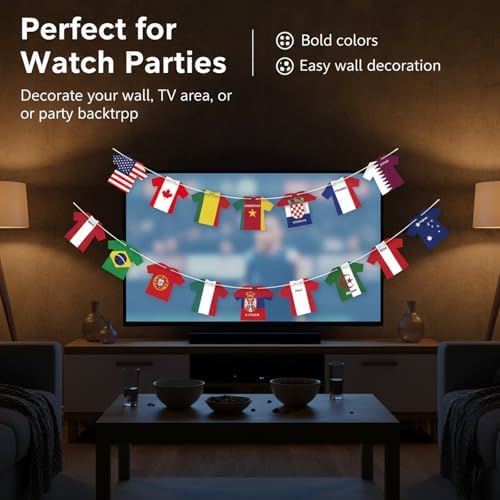 2026 World Cup Soccer Jersey Flag Bunting Banner 50 Pcs International Country String Flags Garland Merchandise for Sports Themed Parties Olympic Celebrations Decorations(Not among the top 48 teams) - 3