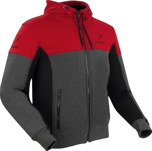 BERING Hoodiz Vented Motorrad Zip Hoodie, schwarz/anthrazit/rot, XL
