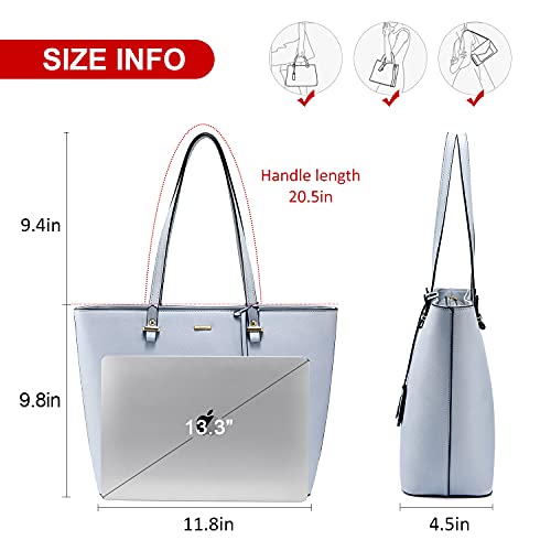 Lovevook Women Leather Handbags Purses Designer Tote Shoulder Bag Top Handle Bag For Daily Work Travel Pale Blue #TOP2