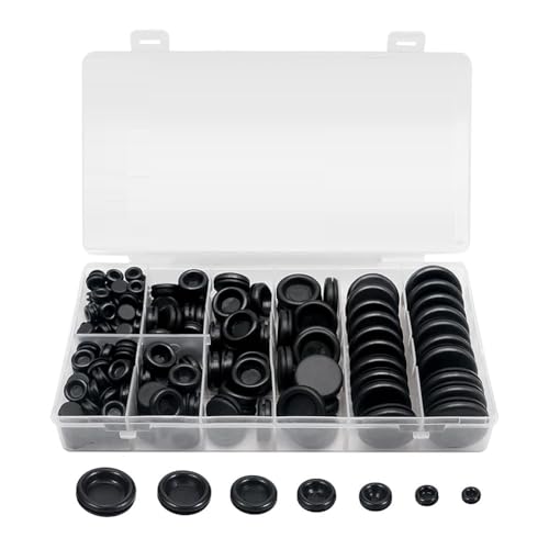 Benssey 188 Piezas Kit Surtido de Tapones de Orificio Cerrado Sólidos para Cortafuegos con Ojales de Goma Cerrados para Plomería de Electrodomésticos de Alambre