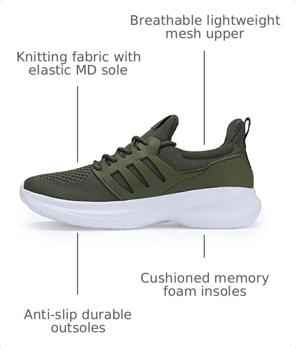 Image of Casbeam Mens Running Shoes Comfortable Lightweight Breathable Walking Shoes Lace-up Shoes Mesh Workout Casual Sports Shoes