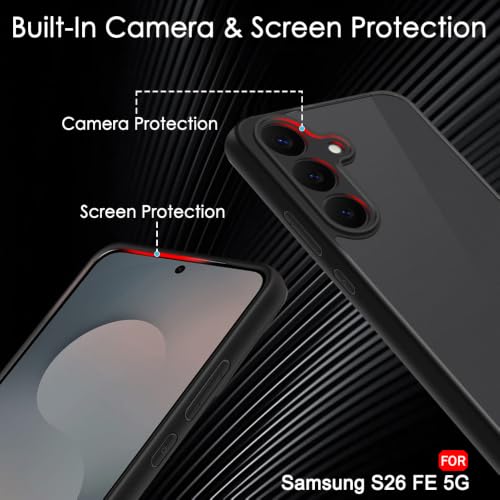 Image of TheGiftKart Hybrid Shockproof Back Cover Case for Samsung Galaxy SXVI FE 5G | Camera Protection Module | Hard Back Cover Case for Samsung SXVI FE (PC & TPU, Translucent Smoke Matte Back, Black Sides)