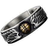 POPETPOP Anillo de Dedo en Metal Plata Dije de Baloncesto para Hombre Diseño Delicado y Cómodo para Uso Diario y Cumpleaños