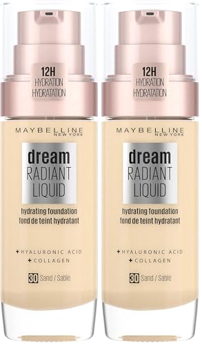 Maybelline dream satin liquid sandy beige 30 - Base de maquillaje (sandy beige, piel medio, 30 ml, 3,3 cm, 3,3 cm, 10,8 cm) (Paquete de 2)