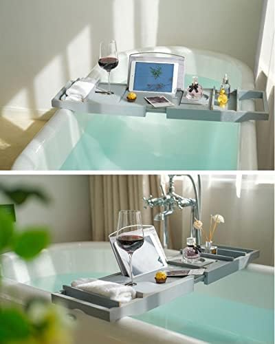 Bathtub Tray Extendable Bathtub Tray Spa Bathtub Caddy Organizer Rack Book Wine Tablet Holder Bottom Bathtub Tray Shelf (3pack)