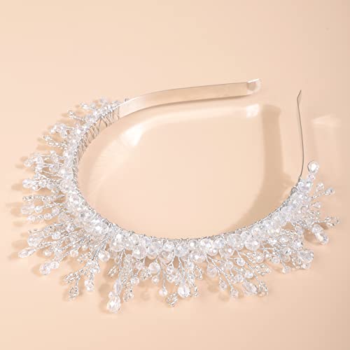 Tiara de cristal para bodas Kercisbeauty y joyería de plata fina para cabello de fiesta 5
