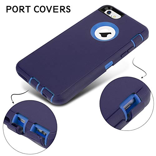 Maxcury For Iphone 6 Case, Iphone 6S Case For Men, Heavy Duty Shockproof Series Case For Iphone 6/6S (4.7")-V2 With Built-In Screen Protector Compatible With All Us Carriers - Navy/Blue #TOP3