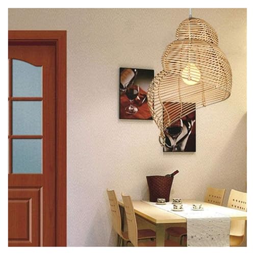 Lustre lanterne rotin spirale qui diffuse une lumière douce tropicale - 6