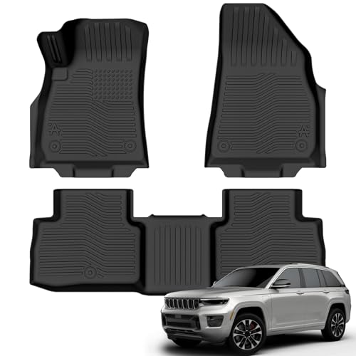 Auxko All Weather Floor Mats for 2026 Jeep Cherokee Hybrid & Jeep Recon & 2025 2026 Wangoneer S TPE Rubber Liners Accessories Odorless Anti-Slip Floor Mats Black